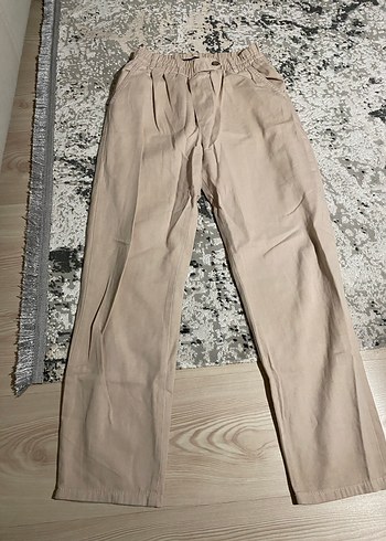Bej Rahat Kesim Kadın Keten Pantolon - Görsel 2