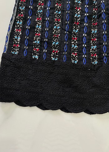 İpekyol Nakışlı Boncuklu Pilili Mini Etek - Görsel 4