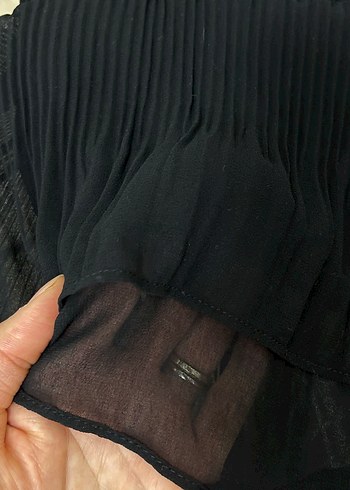 Zara dantel detaylı pliseli askılı bluz - Görsel 3