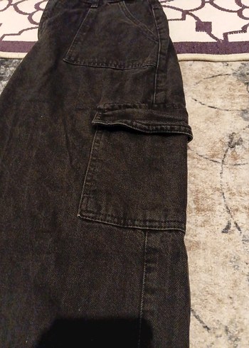 Kadın Siyah Kemerli Uzun Kot Pantolon - Görsel 2