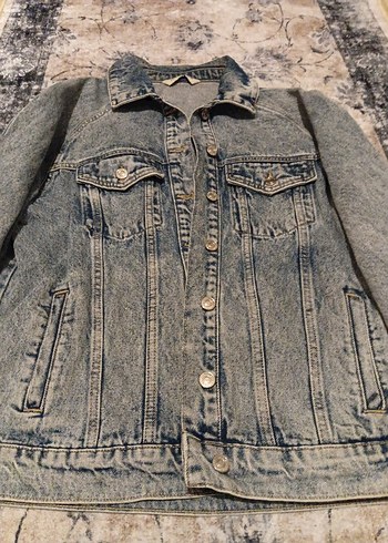 Gri Kadın Rahat Kesim Denim Ceket - Görsel 2