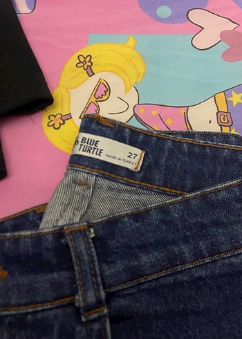 Kadın Renkli Bağcıklı Loose Fit Denim Pantolon - Görsel 2