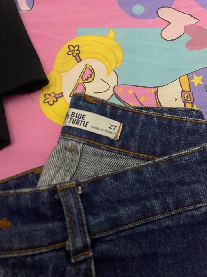 Kadın Renkli Bağcıklı Loose Fit Denim Pantolon - Görsel 2