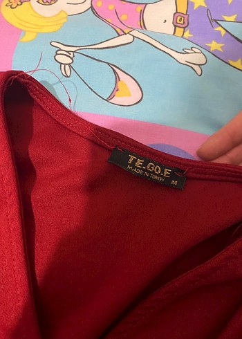 Kırmızı V Yaka Drapeli Uzun Kollu Bluz - Görsel 2