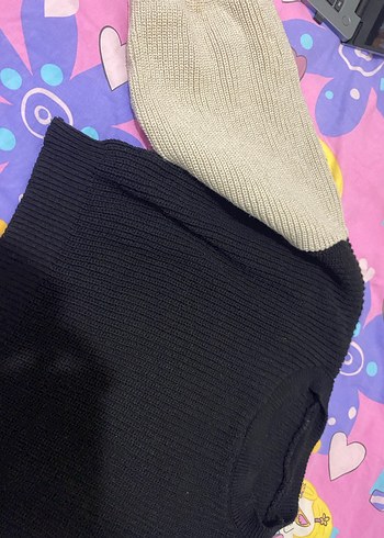 Rahat Kesim Renk Bloklu Kadın Triko - Görsel 2