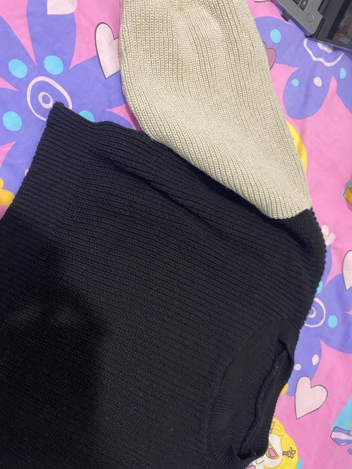 Rahat Kesim Renk Bloklu Kadın Triko - Görsel 2