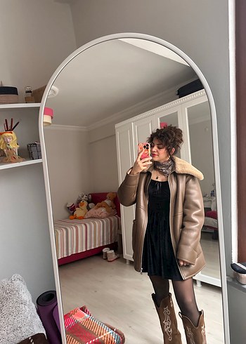 Kahverengi Kürklü Deri Kadın Kışlık Mont - Görsel 3