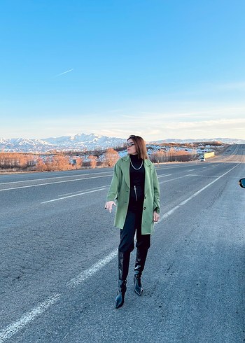 Kadın haki trençkot - Görsel 2