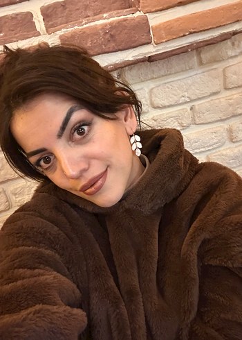 Kahverengi Peluş Yüksek Yaka kapşonlu Kadın Sweatshirt - Görsel 3