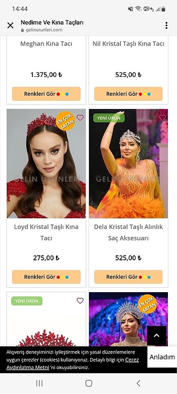 universal Beden Kına Tacı ve Küpesi