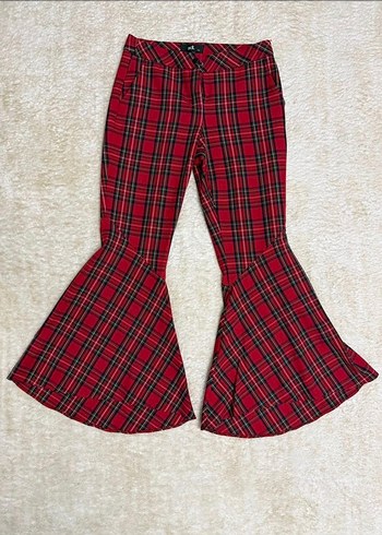 ADL Kırmızı Ekose Kadın Pantolon - Görsel 3