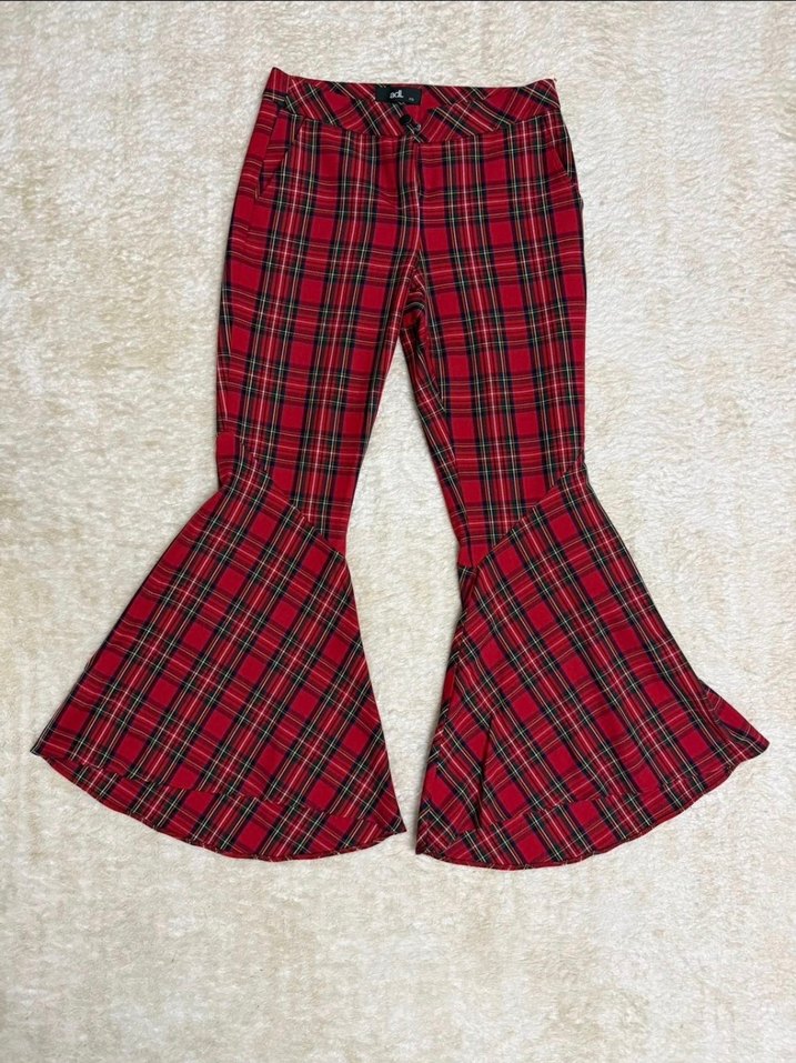 ADL Kırmızı Ekose Kadın Pantolon - Görsel 3