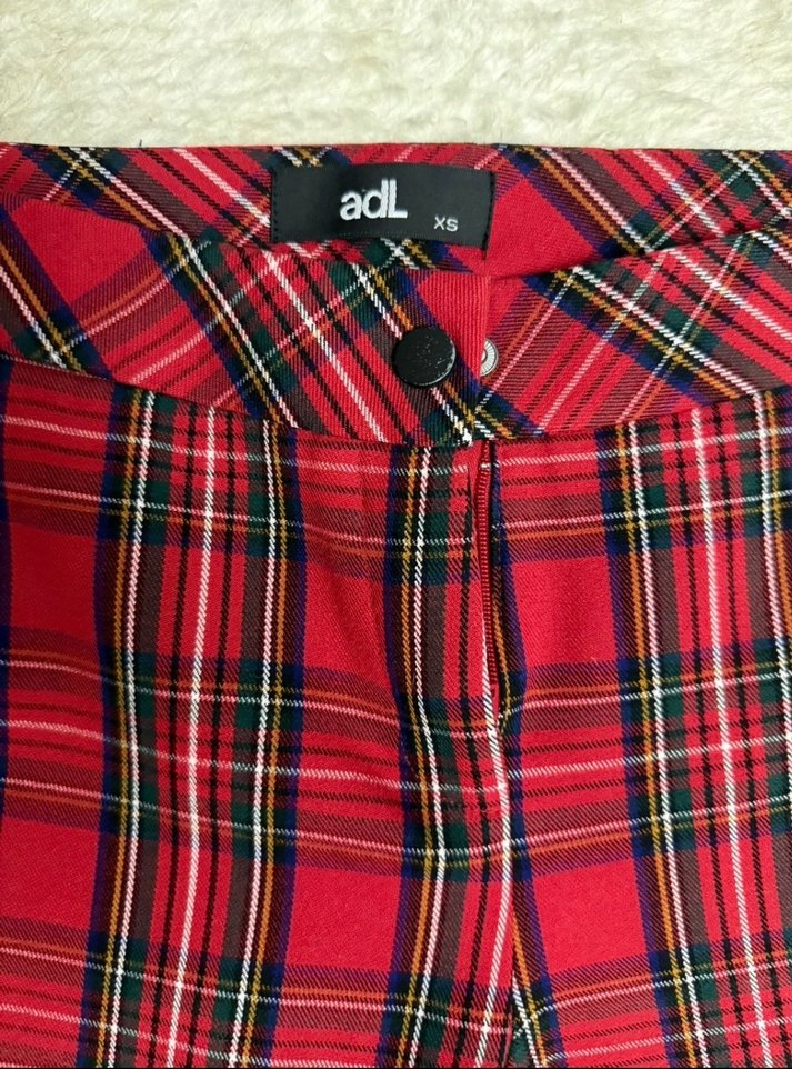 ADL Kırmızı Ekose Kadın Pantolon - Görsel 4