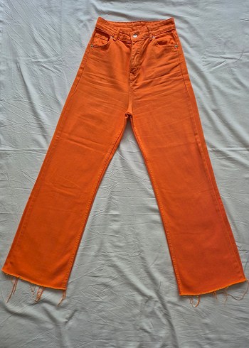 Kadın Turuncu Regular Fit Midi Kot Pantolon - Görsel 2