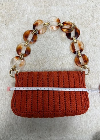 Simli Turuncu Portföy Çanta - Görsel 4