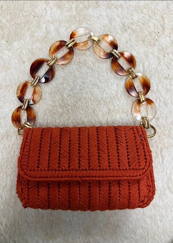 Simli Turuncu Portföy Çanta - Görsel 2