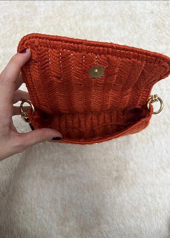 Simli Turuncu Portföy Çanta - Görsel 3