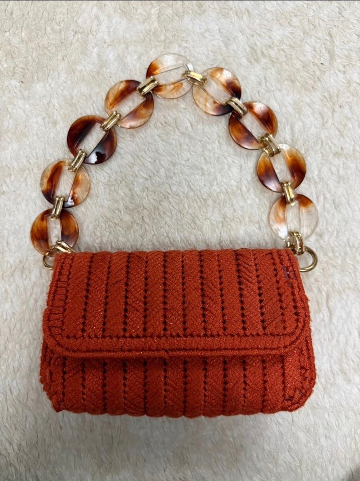 Simli Turuncu Portföy Çanta - Görsel 2