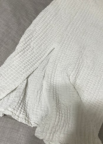 Beyaz Kolsuz Midi Örgü Keten Elbise - Görsel 2