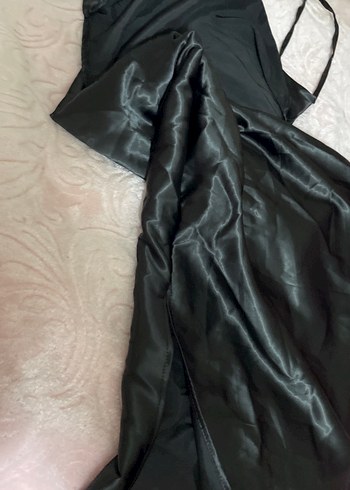 Siyah Drapeli Straplez Uzun Kadın Elbise - Görsel 3