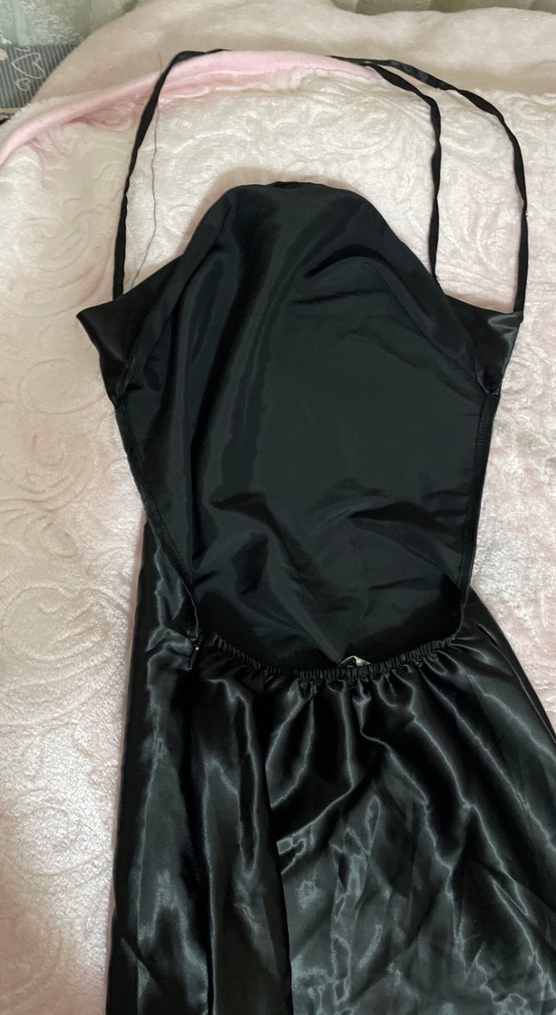 Siyah Drapeli Straplez Uzun Kadın Elbise - Görsel 2