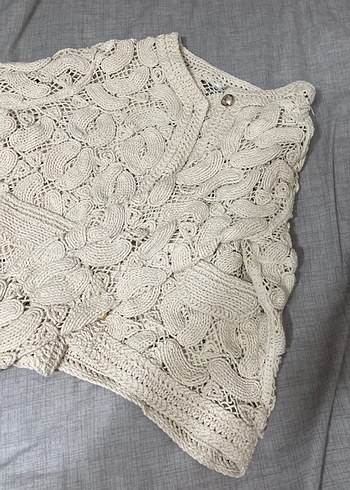 Nakışlı Bohem Bej Triko Hırka - Görsel 2