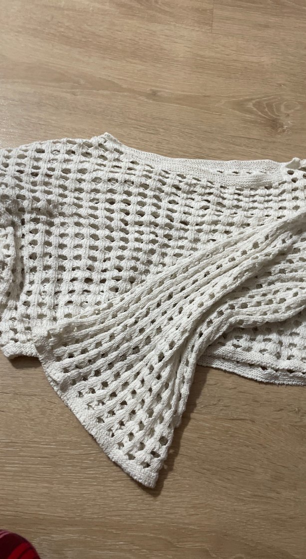 Beyaz Örgü Bohem Kadın Kazak - Görsel 2