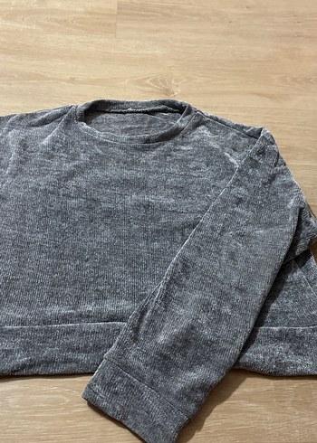 Gri Keten Kumaş Salaş Kadın Kazak - Görsel 2