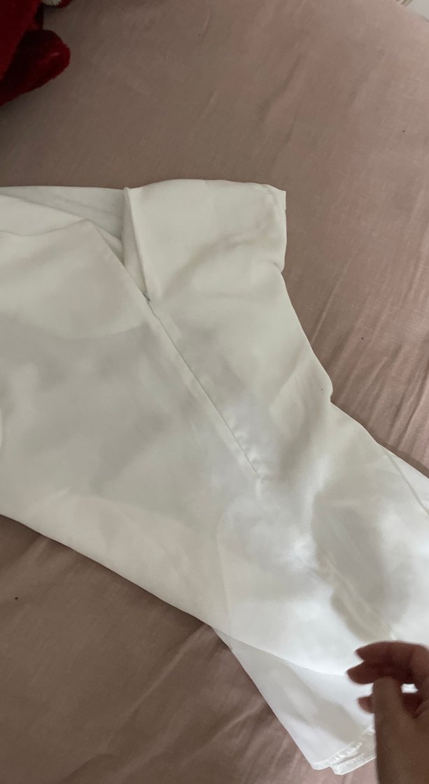 Beyaz Keten Uzun Kollu Basic Bluz - Görsel 2