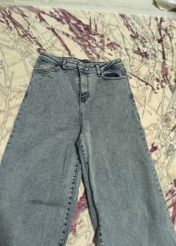 Gri Batik Desenli Bol Kesim Kot Pantolon - Görsel 2