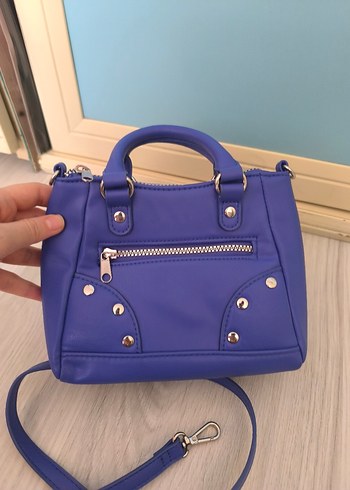 Mavi Deri Kadın Çanta - Görsel 2