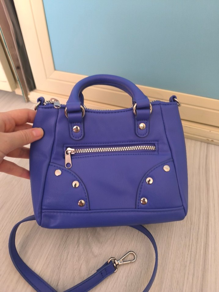 Mavi Deri Kadın Çanta - Görsel 2