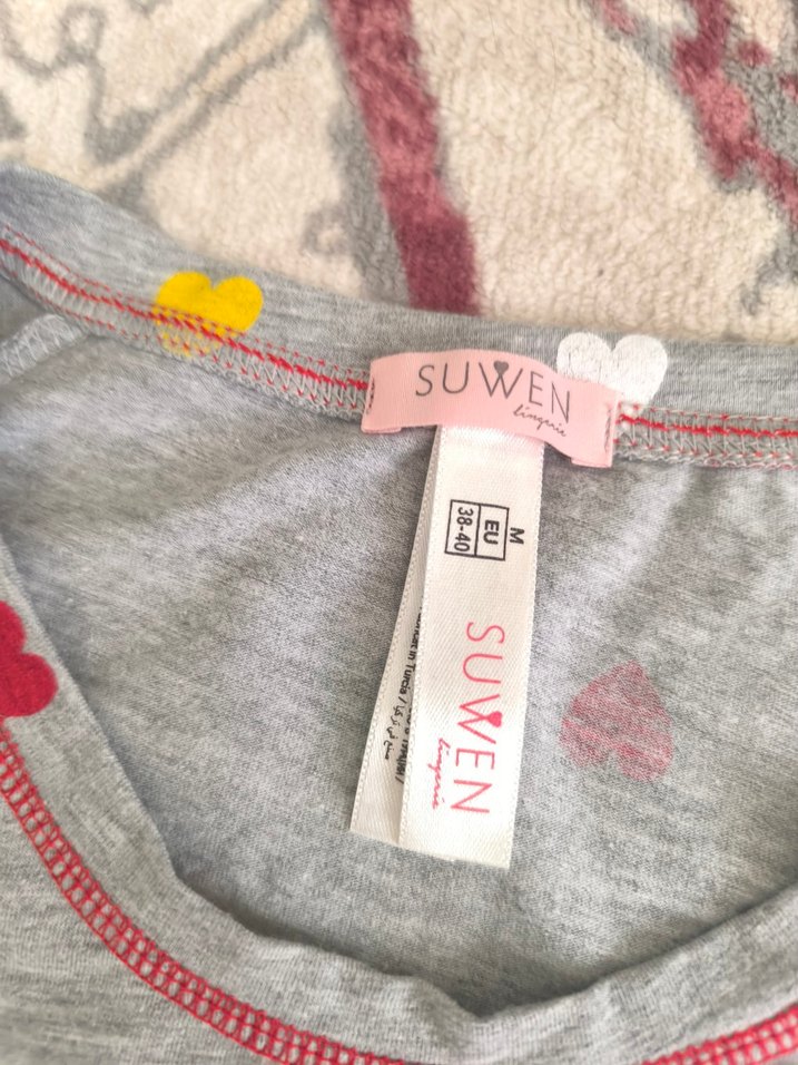 Gri Kalpli Bol Kesim Kadın Pijama Takımı 1,2 kez anca giyilmis - Görsel 4