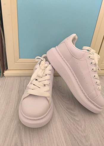 Beyaz Platform Topuklu Kadın Spor Ayakkabı - Görsel 2