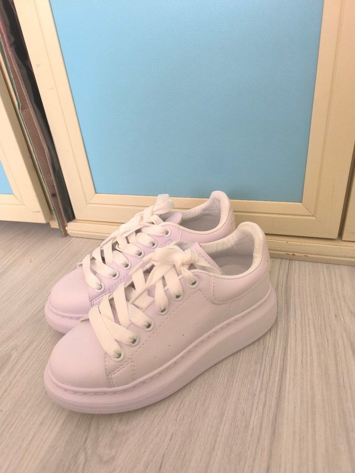 Beyaz Platform Topuklu Kadın Spor Ayakkabı - Görsel 4