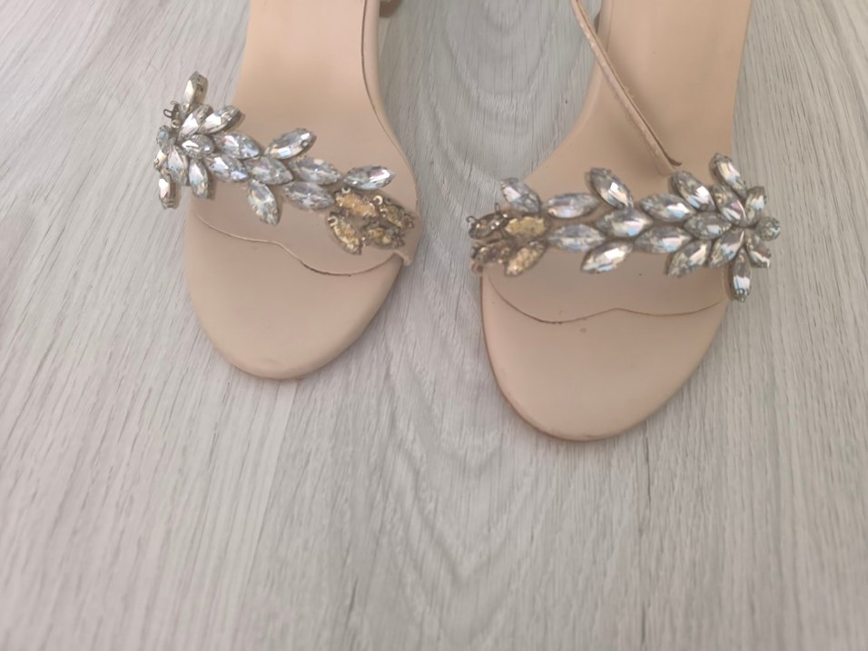 Bej Tokalı Stiletto Topuklu Abiye Ayakkabı - Görsel 2