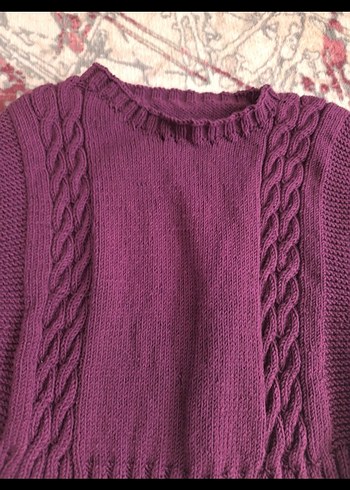 Bordo Örgü Kolsuz Kadın Süveter - Görsel 2