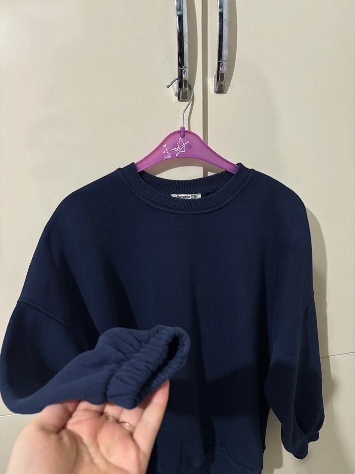 Kadın Lacivert Oversize Sweatshirt - Görsel 5