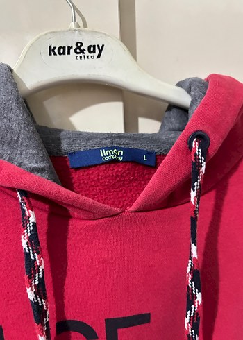Kadın Kırmızı Kapüşonlu Sweatshirt - Görsel 3