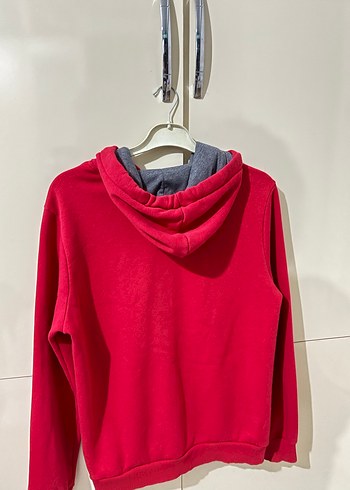 Kadın Kırmızı Kapüşonlu Sweatshirt - Görsel 4