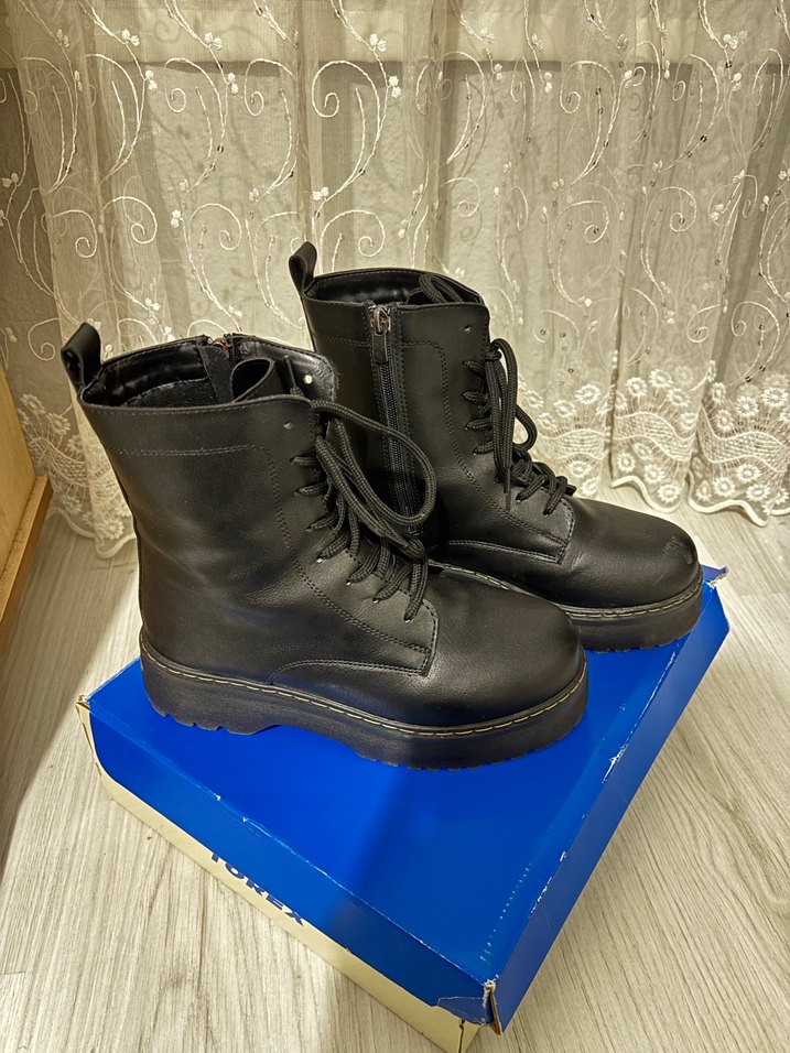 Siyah Bağcıklı Platform Topuklu Kadın Bot - Görsel 2