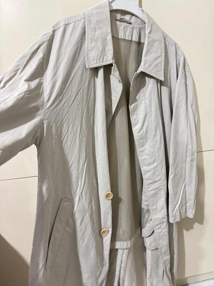 Bej Midi Keten Trençkot - Görsel 3