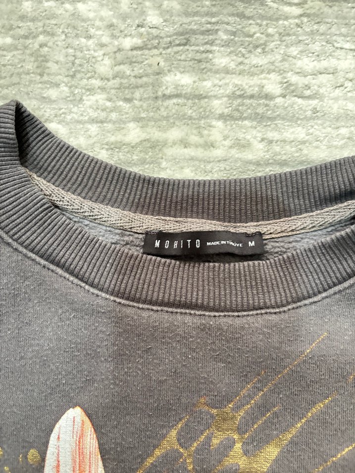 Gri Çiçek Baskılı Kadın Sweatshirt - Görsel 5