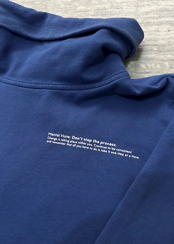 Kadın Mavi Yüksek Yakalı Sweatshirt - Görsel 2