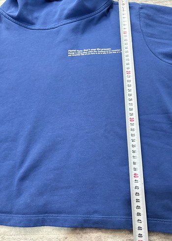 Kadın Mavi Yüksek Yakalı Sweatshirt - Görsel 6