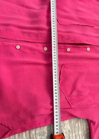 Düğmeli Pembe İpek Dokulu Kadın Gömlek - Görsel 6