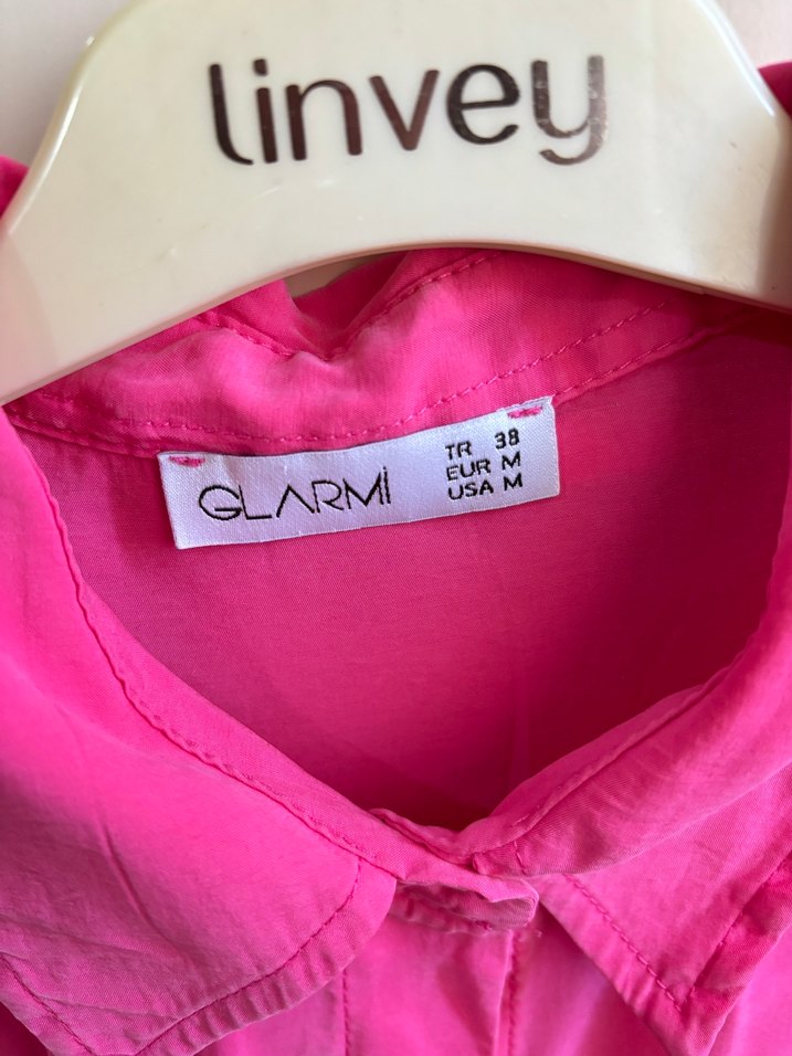 Düğmeli Pembe İpek Dokulu Kadın Gömlek - Görsel 4