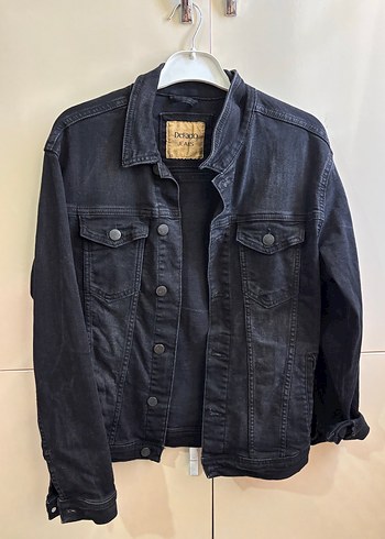 Düğmeli Siyah Kadın Denim Ceket - Görsel 3