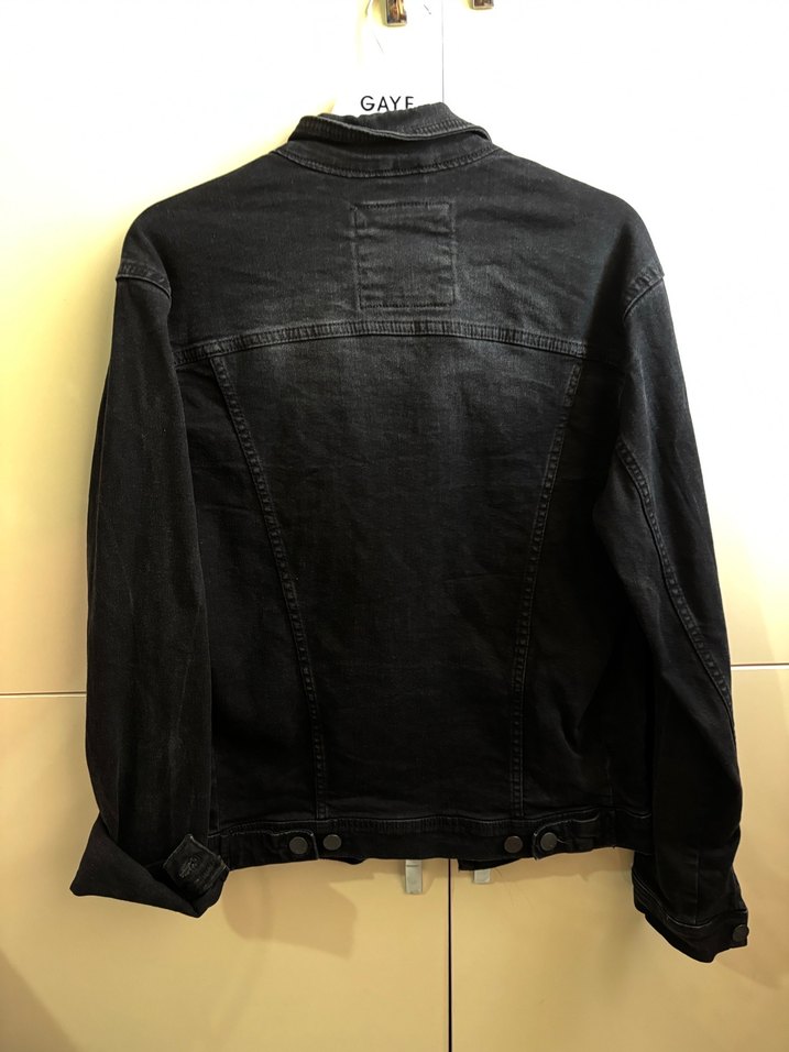 Düğmeli Siyah Kadın Denim Ceket - Görsel 4