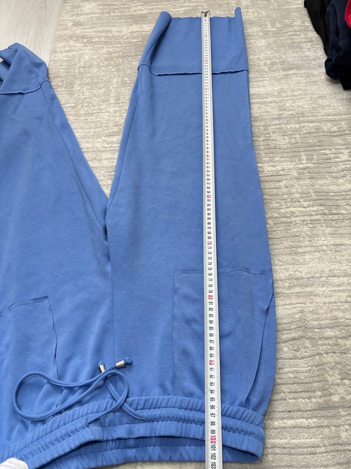 Wide Leg mavi renk kadın eşofman - Görsel 4